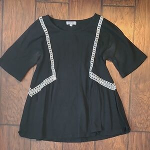 Darling Black Top with White Lace Trim